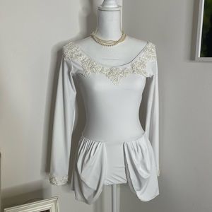 Bridal performance dance  leotard lace detail embroidered